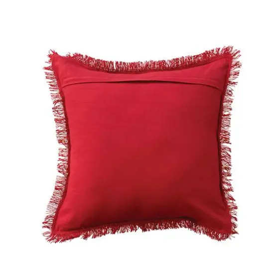 Hello Honey&reg; 20" x 20" Square Red Woven Cotton Pillow with Metallic Gold Thread & Fringe {4}
