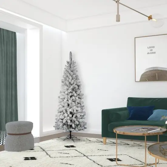 6.5ft. Unlit Flocked Pacific Pine Artificial Christmas Tree {3}