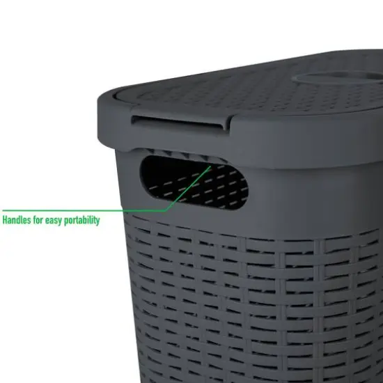 Mind Reader 23.5'' Slim Laundry Hamper with Cutout Handles Gray {7}