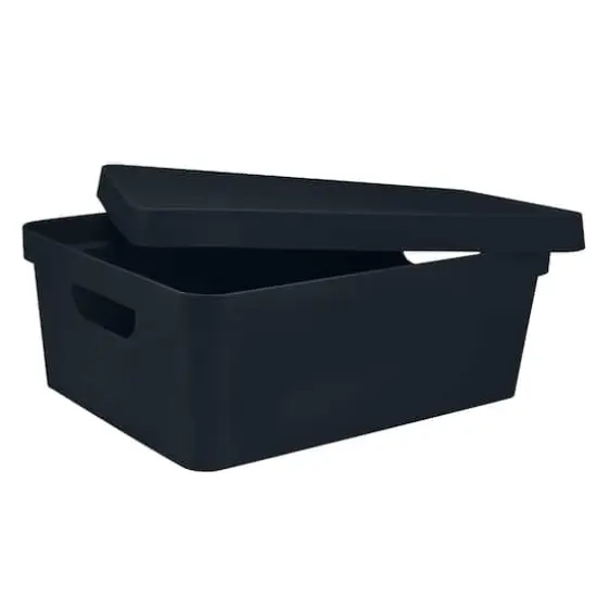 Simplify 14.5" Vinto Storage Box with Lid Charcoal {6}