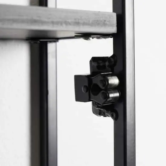 Black Metal Framed Oval Vanity Wall Mirror with Shelves - 15" x 30" {4}