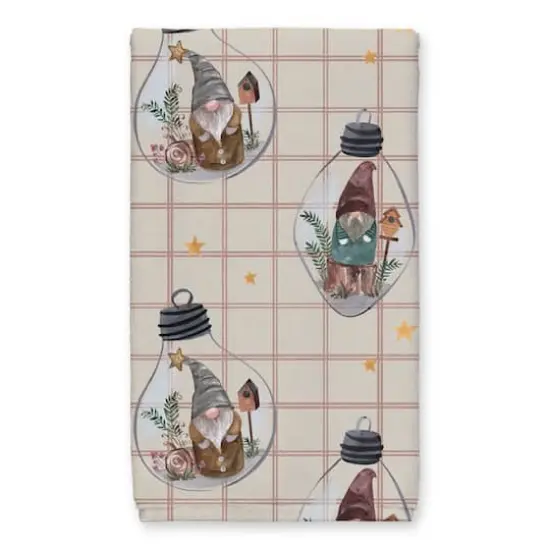 Welcome to our Cabin Cream and Red Check Gnome Globe Pattern Tea Towel - Set of 2 {4}