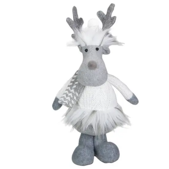 12.5'' Gray and White Standing Moose Tabletop Christmas Decoration {1}