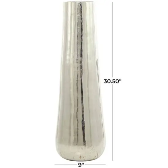 30.5" Aluminium Contemporary Vase Silver {6}