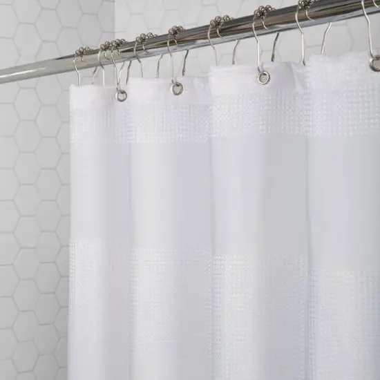Elle D&eacute;cor White Jacquard Weave Shower Curtain {7}