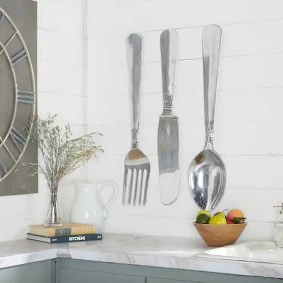 Silver Aluminum Flatware Wall Accent Set, 3ct. {9}