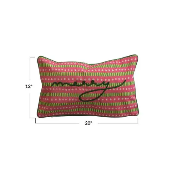 Hello Honey&reg; 20" Multicolor Merry Embroidered Lumbar Pillow {5}