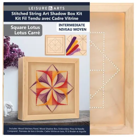 Leisure Arts&reg; Square Lotus Stitched String Art Shadow Box Kit {1}