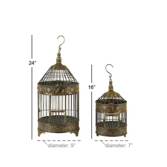 Vintage Bronze Metallic Tapered Bird Cage Set {6}