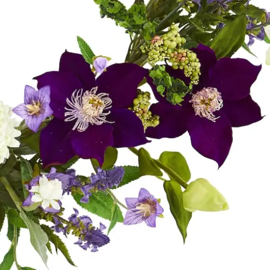 22'' Purple & White Mixed Flower Wreath {4}