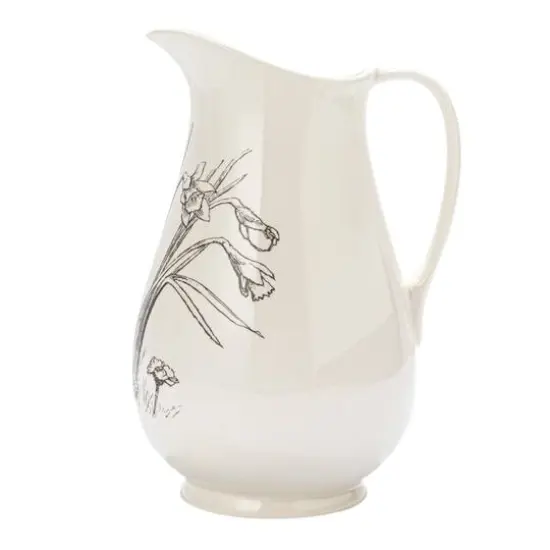 Hello Honey&reg; 2qt. White & Charcoal Flower Design Stoneware Pitcher {11}
