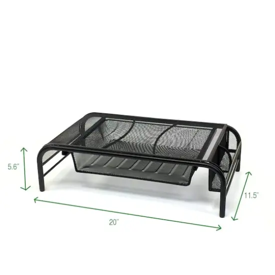 Mind Reader Metal Mesh Monitor Stand & Desk Organizer Black {4}