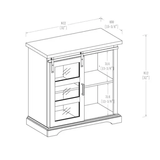 Walker Edison 32" Solid White Sliding Glass Door Modern Accent Cabinet {6}