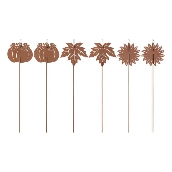 Glitzhome® 18" Fall Metal Pumpkin, Leave & Sunflower Yard Stake, 6ct. {6}