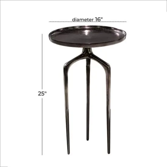 25" Black Aluminum Contemporary Accent Table {7}