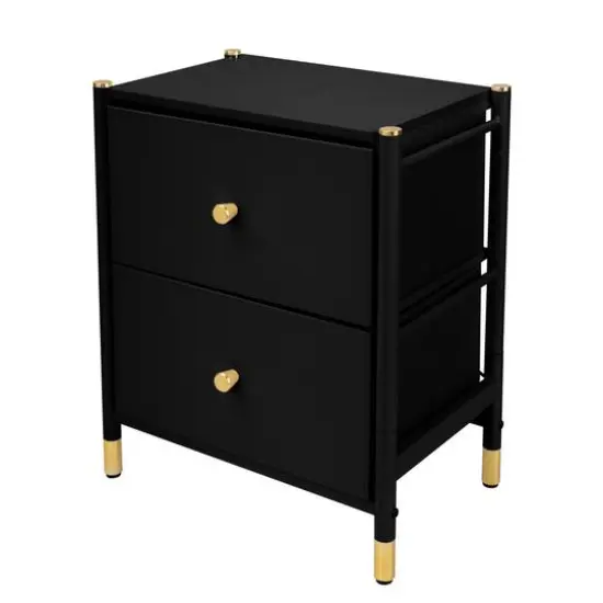 Simplify 2 Drawer Luxury Nightstand Black {1}
