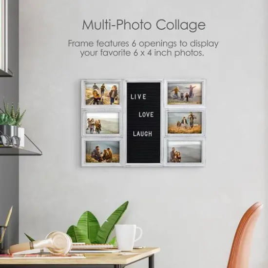 Melannco 6 Opening 20" x 14" Letterboard with Photo Collage White {4}