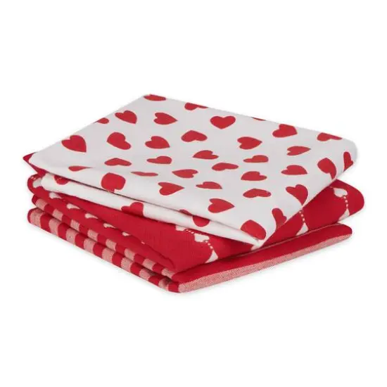 Assorted Dobby Hearts Dishtowel (Set of 3) {3}