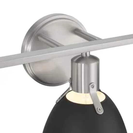 Hello Honey&reg; 24" Cooper Black & Nickel Metal 3-Light Vanity Light with Etched Glass Shades {3}