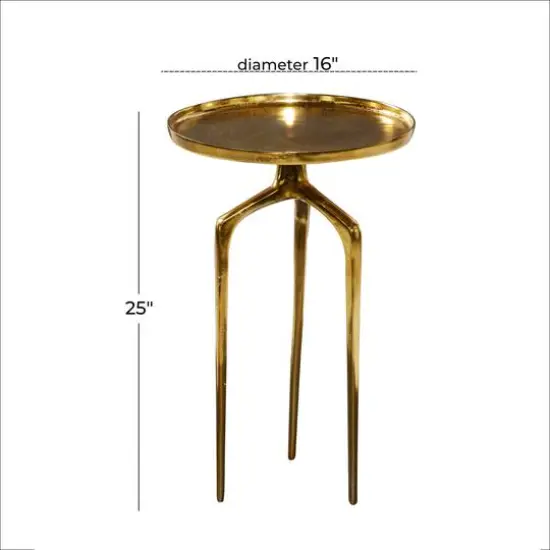 25" Gold Aluminum Contemporary Accent Table {7}