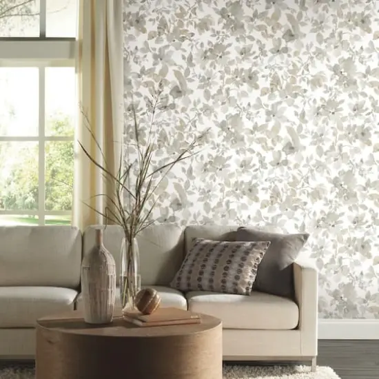RoomMates Watercolor Floral Peel & Stick Wallpaper Tan {4}