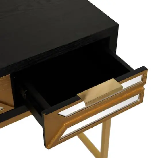 Black Wood Glam Desk, 46" x 20" x 30" {7}