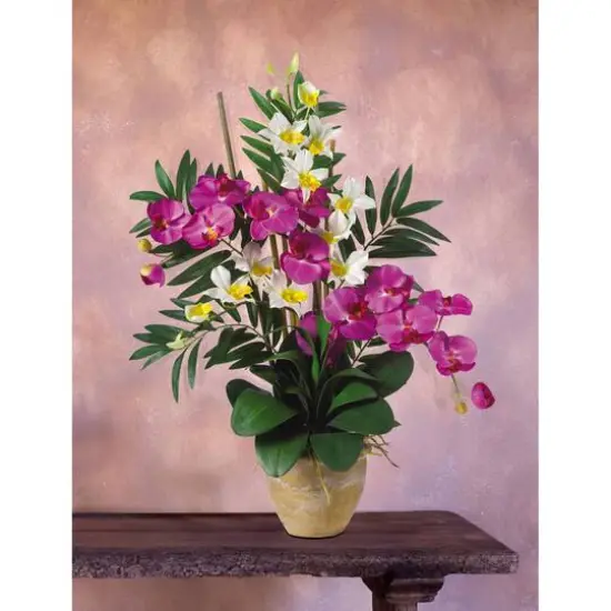 29" Double Phalaenopsis & Dendrobium Silk Orchid Arrangement Orchid/Purple {3}