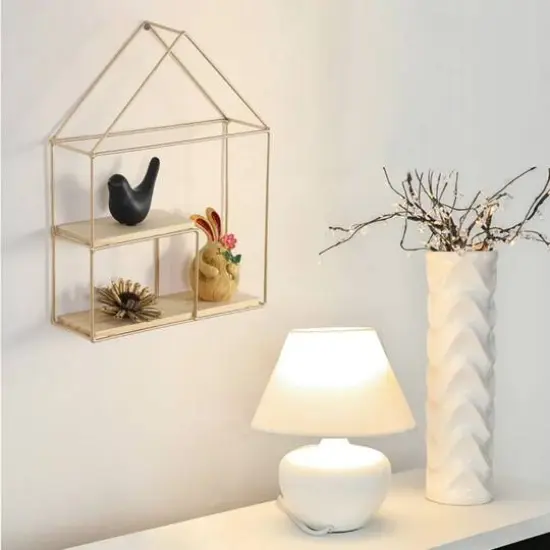 NEX 2-Tier Gold Metal Wall Mounted Floating Shelves Organizer Display {7}