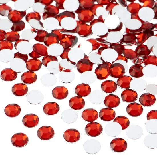 John Bead 6mm Acrylic Round Flat Back Rhinestones, 1,000ct. Red {1}
