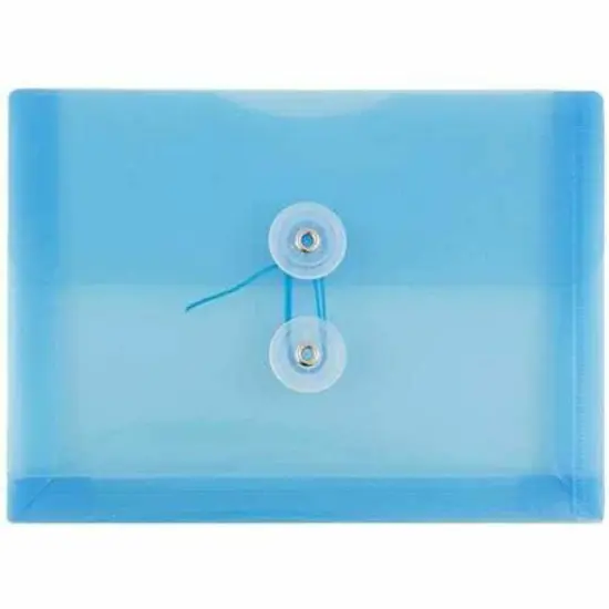 JAM Paper 5.25" x 7.5" Booklet Plastic Envelopes with Button and String Closure, 24ct. Blue {1}
