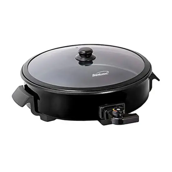Brentwood 12" Round Black Nonstick Electric Skillet with Vented Glass Lid {1}
