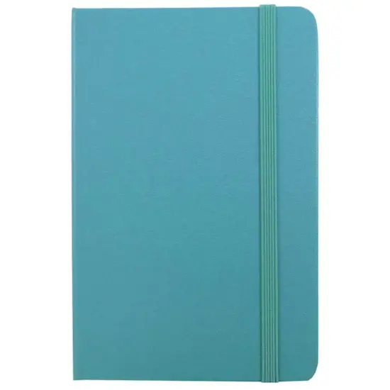JAM Paper Travel Size Hardcover Notebook with Elastic Band Caribbean Blue {1}