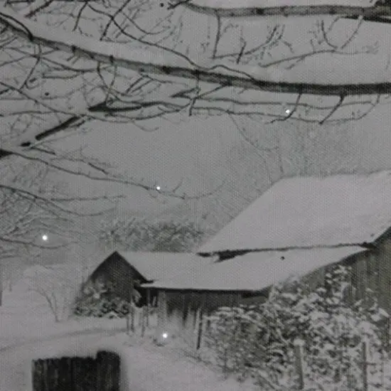 Snowy Winter Cabin Fiber Optic Lighted Canvas Wall Art {3}