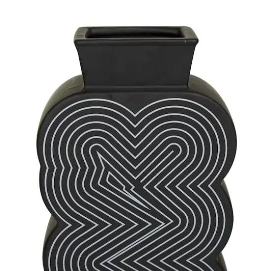 Black Stoneware Contemporary Vase, Set of 2" 12",10" {5}