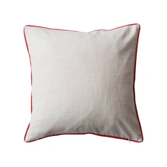 Hello Honey&reg; 18" Embroidered Mushrooms Cotton Slub Throw Pillow with Red Piping {4}
