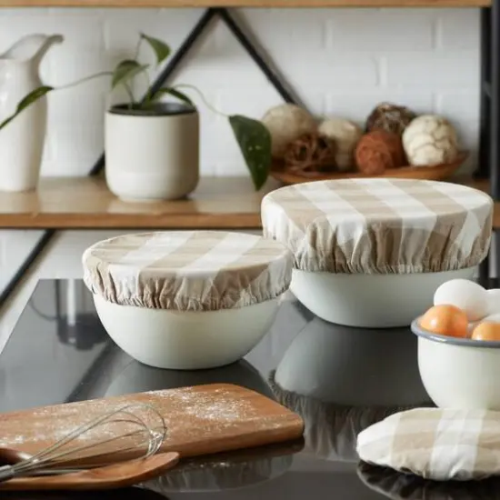 DII&reg; Assorted Stone Buffalo Check Woven Dish Cover Set {5}