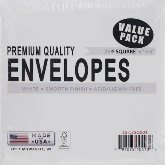 Leader Paper Products 6" x 6" White Envelopes, 25ct. {1}