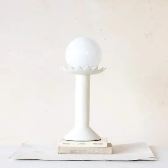 Hello Honey&reg; 21" White Ceramic Pedestal & Orb LED Table Lamp {3}