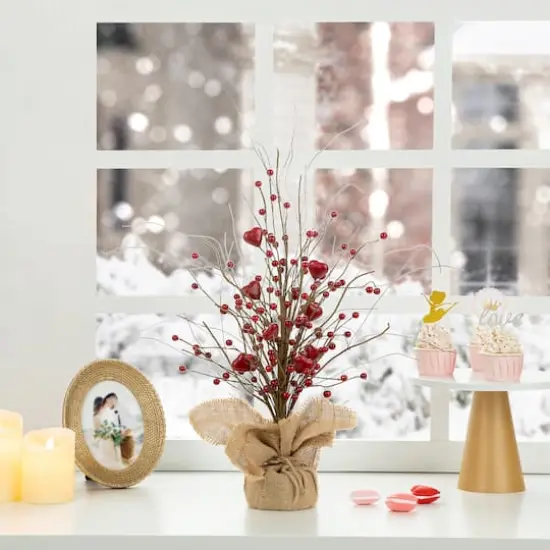 Glitzhome&reg; 18" Valentine's Berry Heart Table Tree {3}