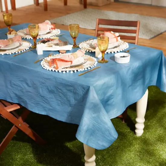 Solid Blue Vinyl Tablecloth 60" x 102" {5}