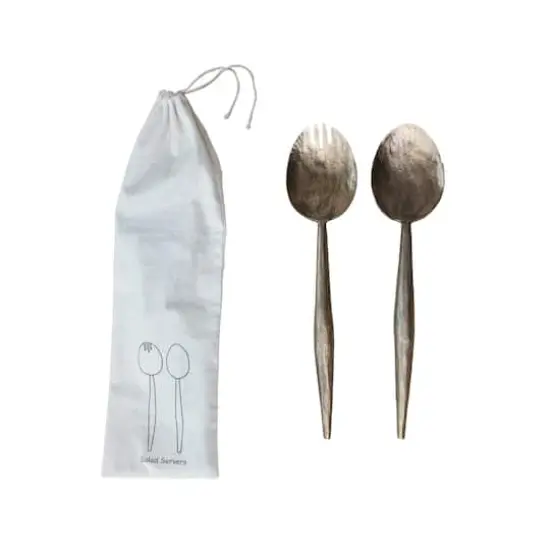 Hello Honey® Gold Electroplated Hand-Forged Metal Salad Server Set {1}