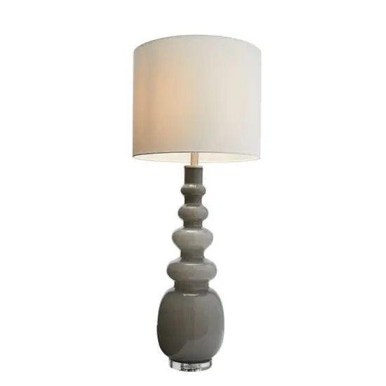 Hello Honey® 41" Glass Floor/Table Lamp with White Linen Shade {9}