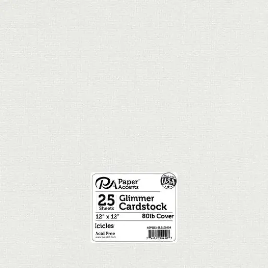 PA Paper&trade; Accents 12" x 12" 80lb. Glimmer Cardstock, 25 Sheets Icicles {1}