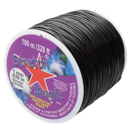 Stretch Magic&reg; 1mm Black Bead & Jewelry Cord, 100m {1}