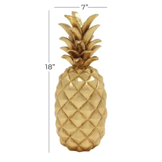 Gold Polystone Traditional Decorative Pineapple , 18" x 7" x 7" {8}