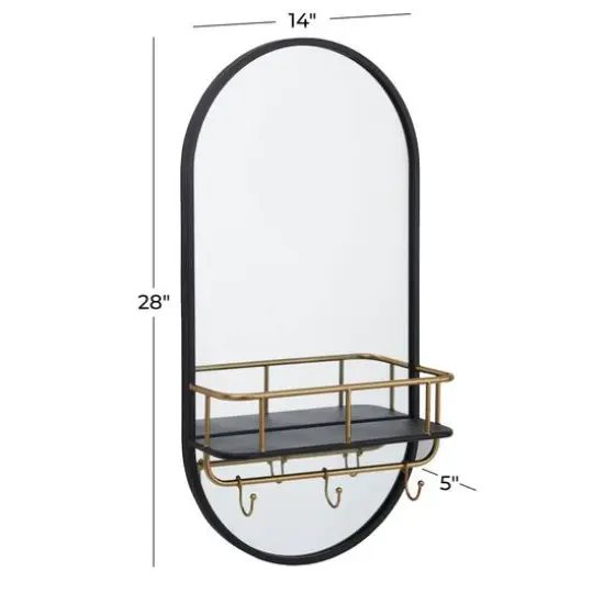 Black Metal Modern Wall Mirror, 14" x 5" x 28" {6}