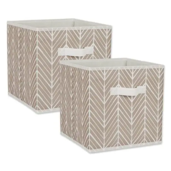 DII&reg; 11" Stone Herringbone Storage Cube, 2ct. {1}