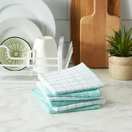 DII&reg; Aqua Combo Windowpane Dishcloths, 6ct. {5}