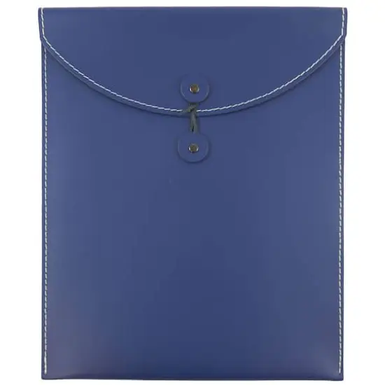 JAM Paper 9.5" x 12.5" Leather Portfolio with Button & String Blue {1}