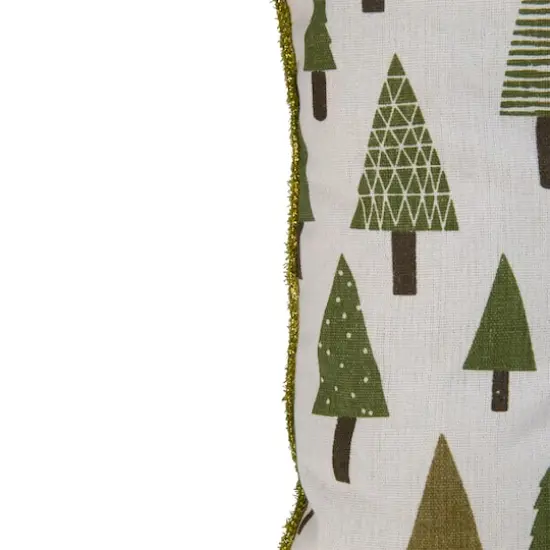 Forest Green Tree Print Rustic Woodland Decorative Christmas Throw Pillow {4}